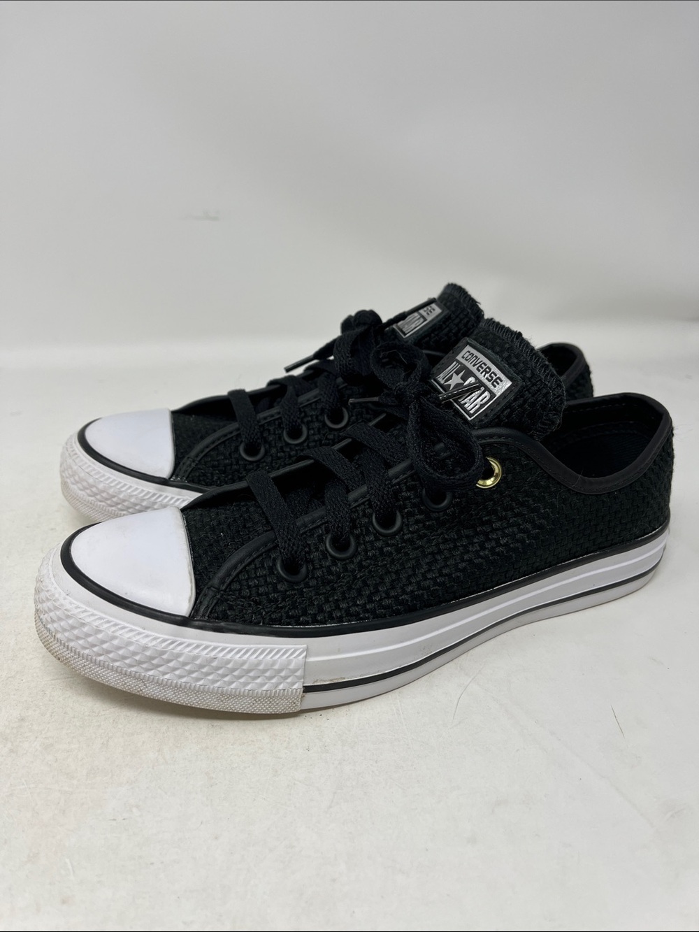 CONVERSE CHUCK TAYLOR ALL STAR SNEAKERS BLACK WOVEN WM 6 Men 4